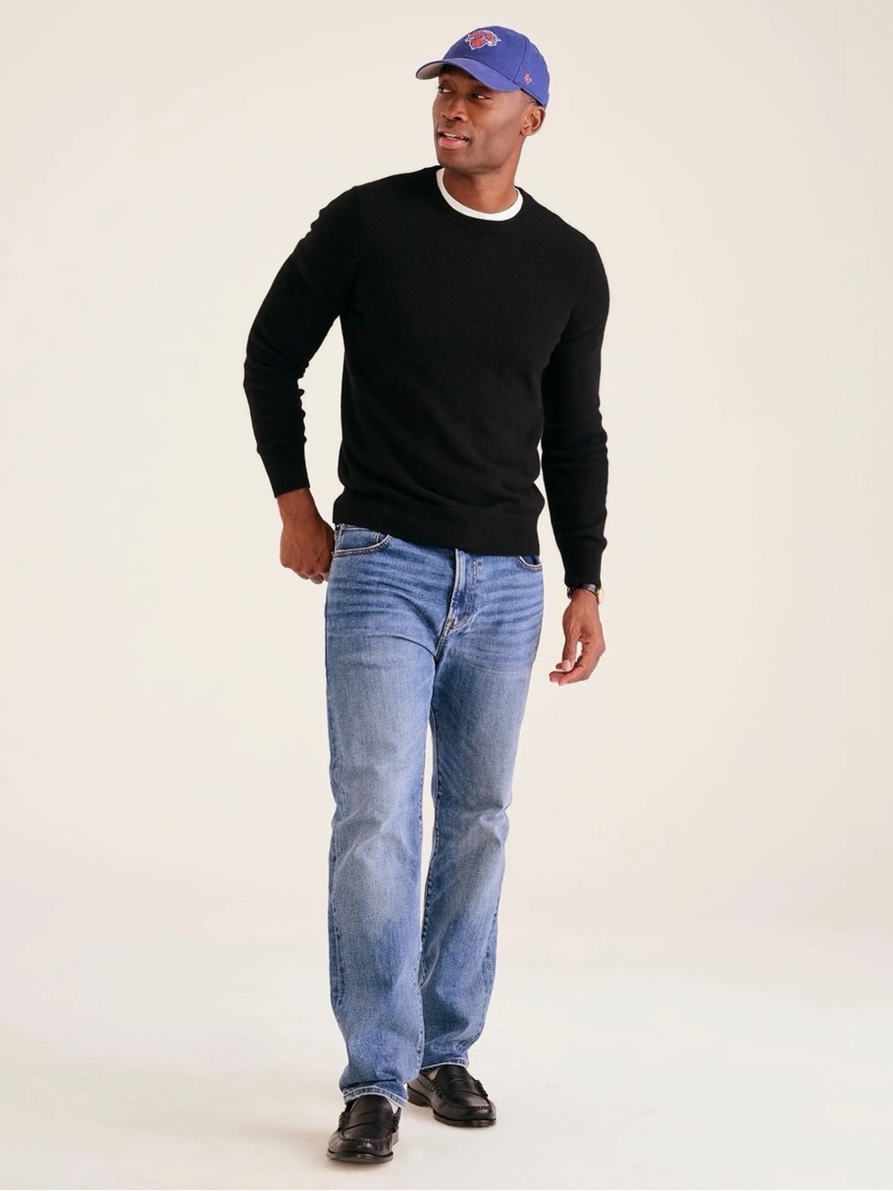 Men’s Nordstrom Black Cashmere Crewneck Sweater Sz L